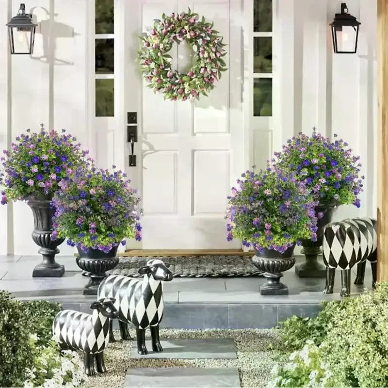 Artificial Petunias with Ground Stake – 18" Outdoor Faux Flowers Artificial Garden Flowers SPOT