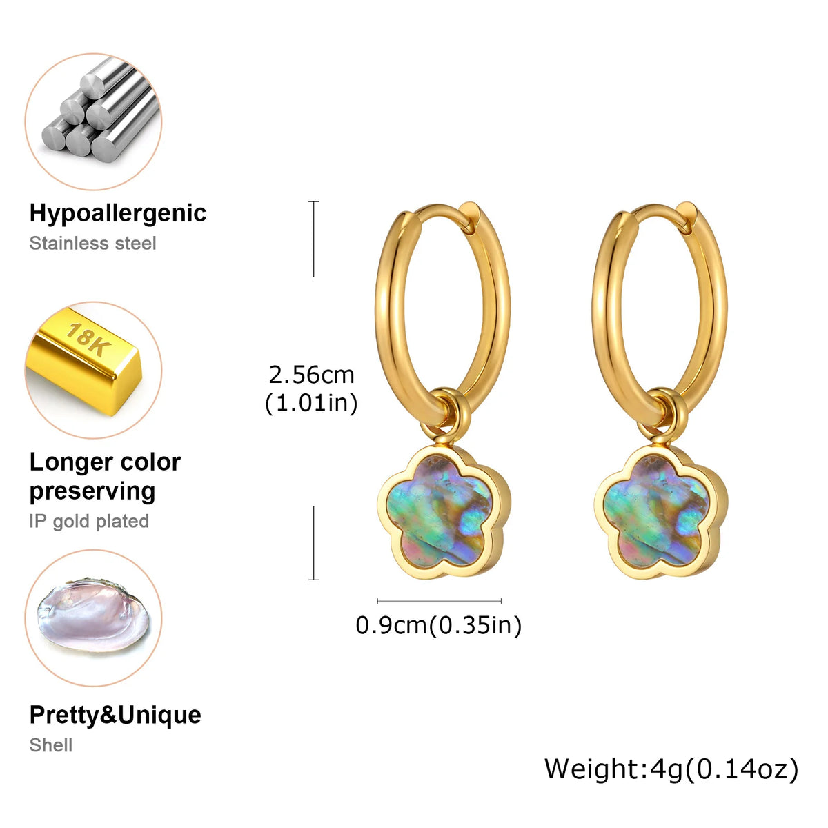 Stainless Steel Shell Flower Hoop Earrings – Huggie Hoops Hoop Earrings SPOT