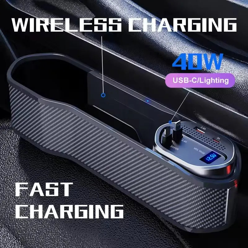 Wireless Charging Car Seat Gap Organizer | 40W Fast Charge Car Seat Organizer SPOT