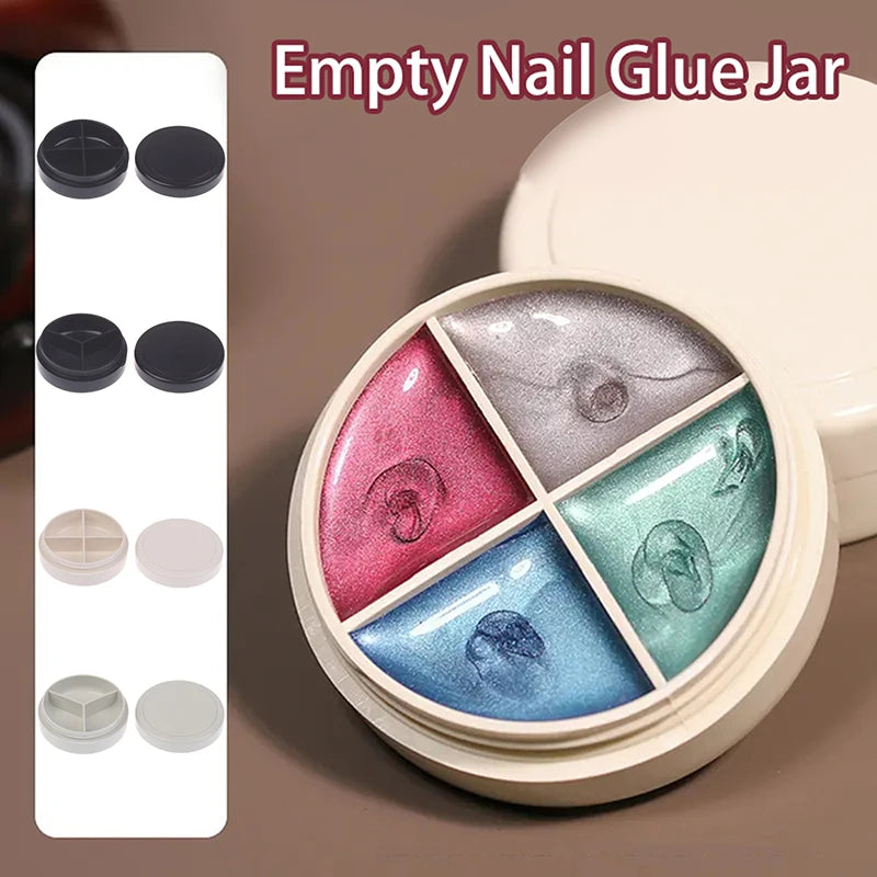 Empty Nail Gel Jar 3/4 Grid – Glitter Polish Holder Organizer Nail Gel Organizer Jar SPOT