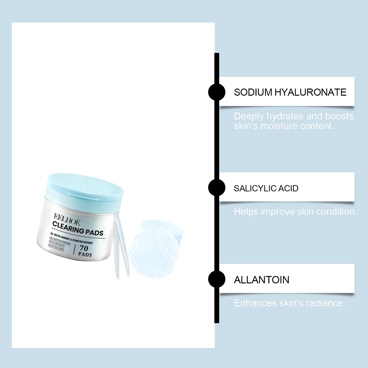Eelhoe Salicylic Acid Toner Pads 70ct + Tweezers | BHA Exfoliant Exfoliating Toner Pads SPOT