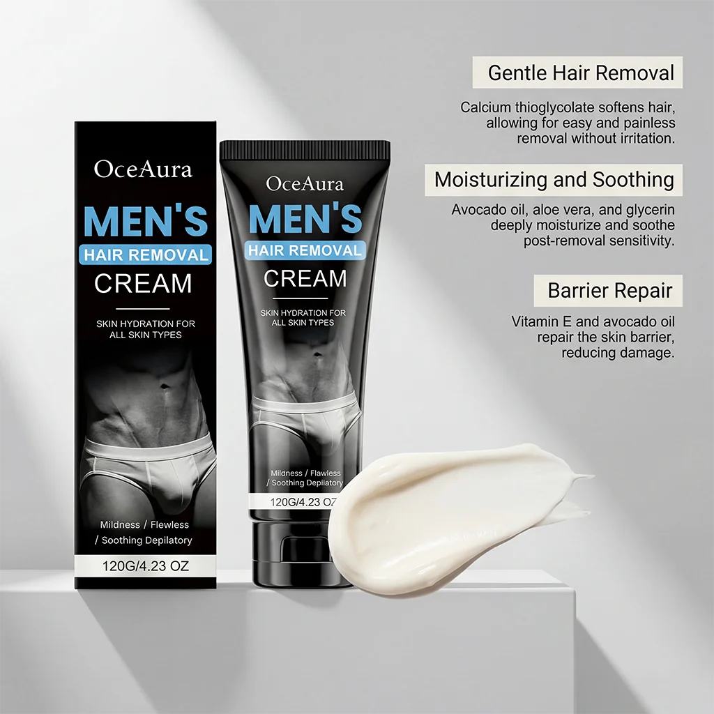 OceAura Men's Depilatory Cream – Gentle Body Hair Remover Depilatory Cream SPOT