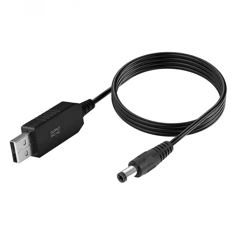 USB to DC 5.5×2.1mm Step-Up Cable 5V to 9V/12V – 1M Power Converter Cable SPOT