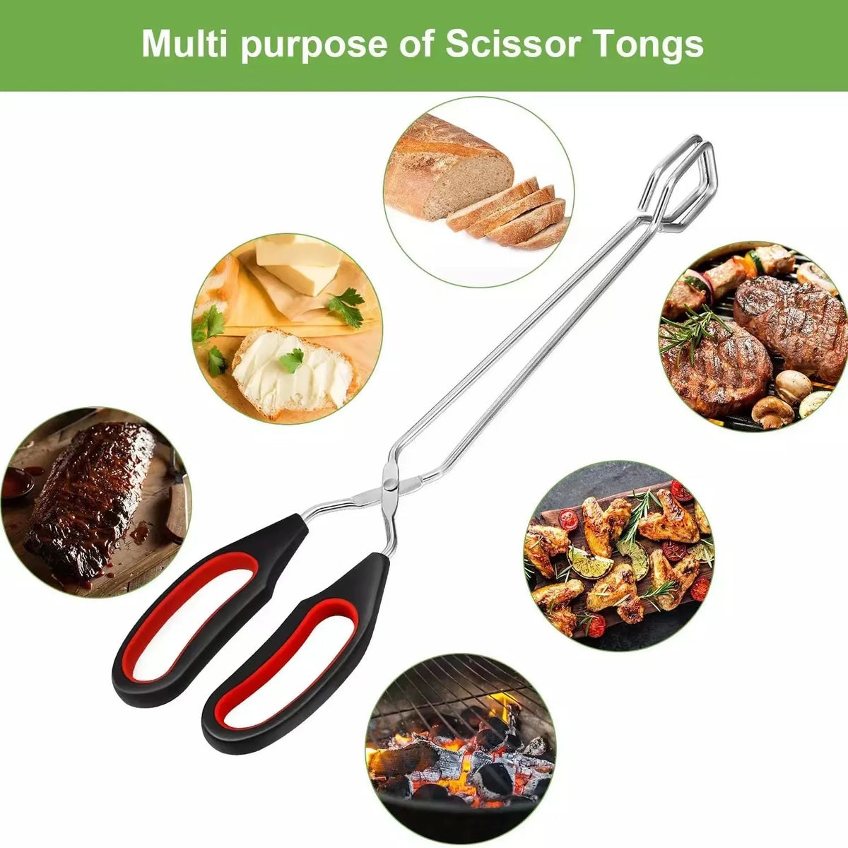 Long Stainless Steel BBQ Tongs – Charcoal, Food & Fire Grip BBQ Tongs SPOT Default Title