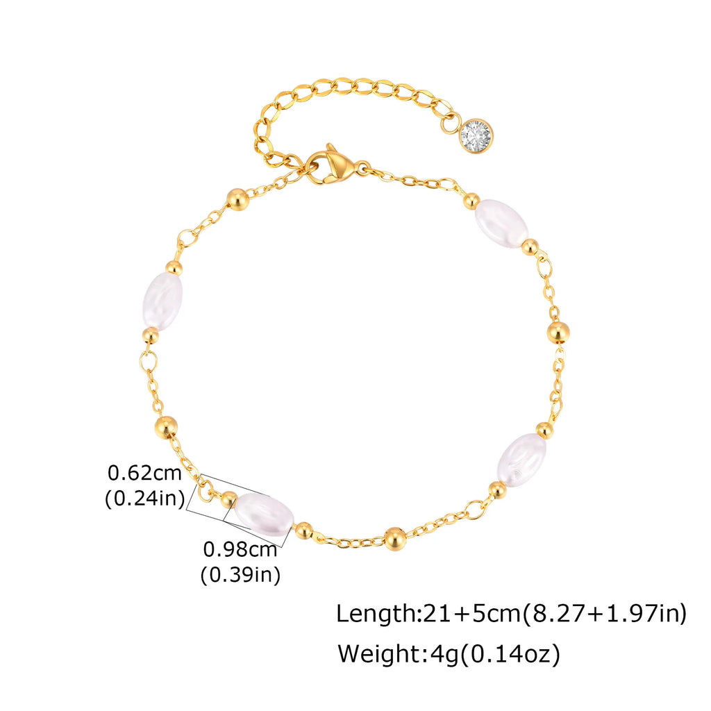 Pearl Beaded Anklet for Women – Waterproof Adjustable Boho Pearl Anklet SPOT