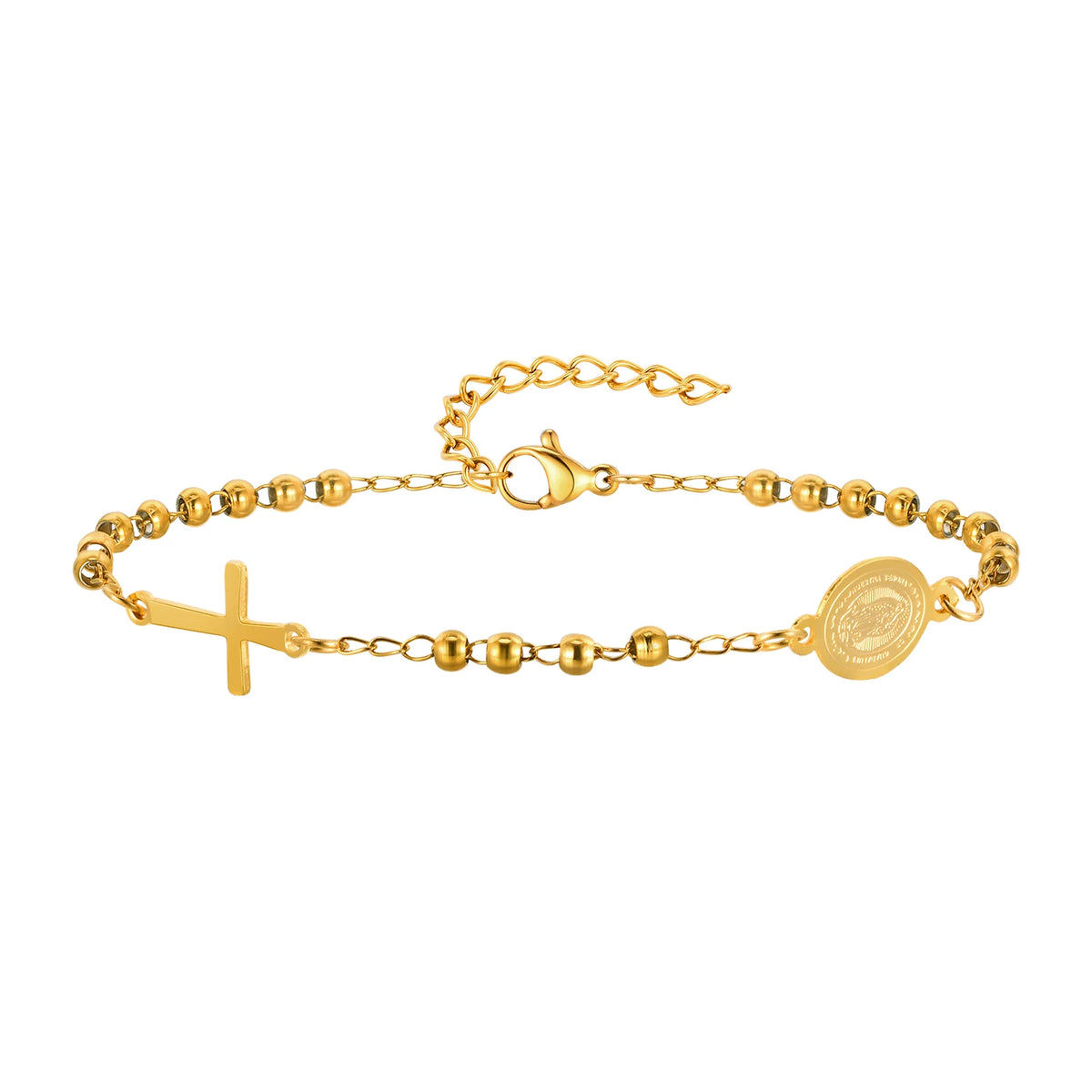 Virgin Mary Rosary Cross Bracelet | Catholic Gift for Women Religious Bracelet SPOT BR-2063G