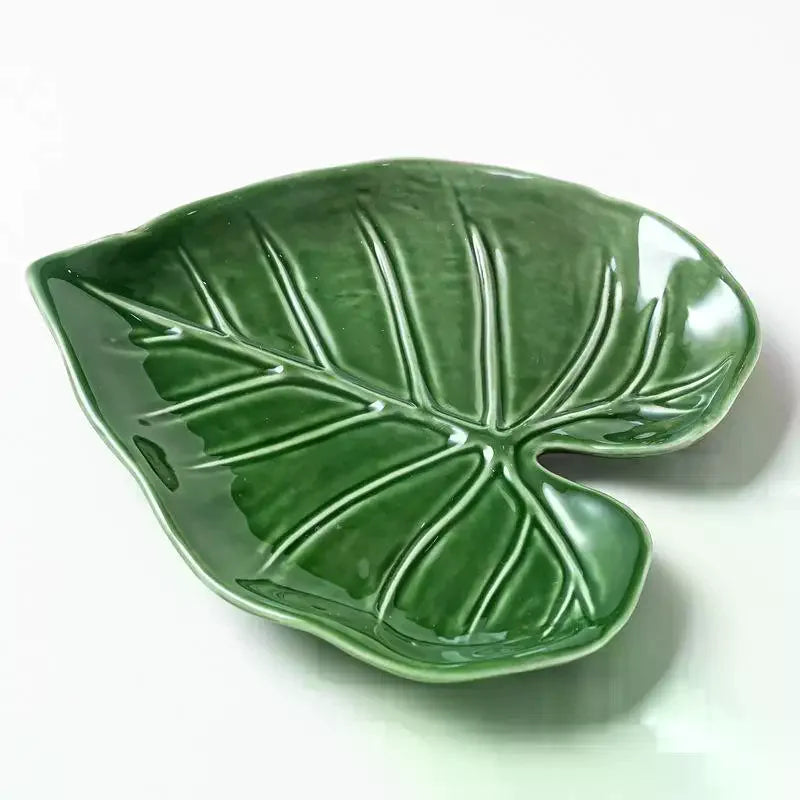 Ceramic Leaf Spoon & Spatula Holder – Kitchen Countertop Rest Ceramic Utensil Holder SPOT