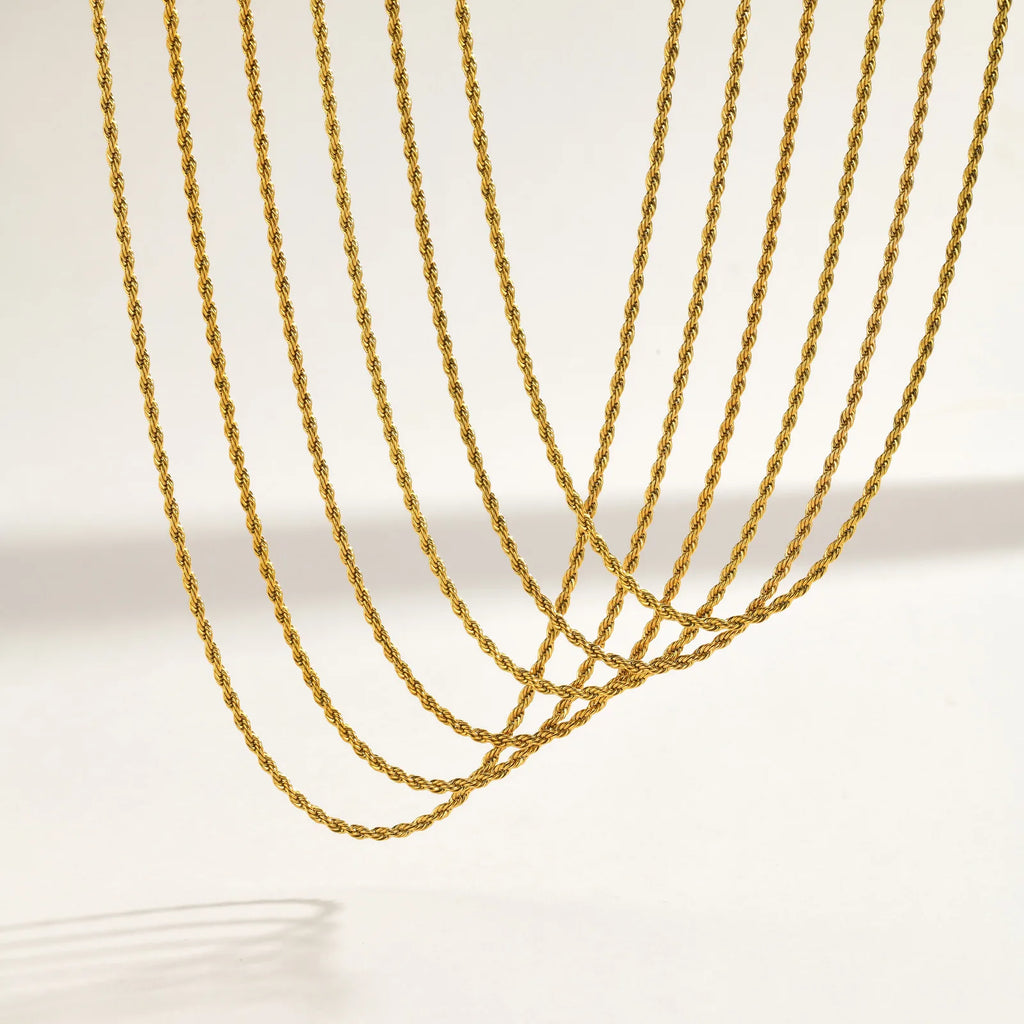 Gold Rope Chain Necklace – Tarnish-Free Stainless Steel Twisted Link Chain Necklace SPOT