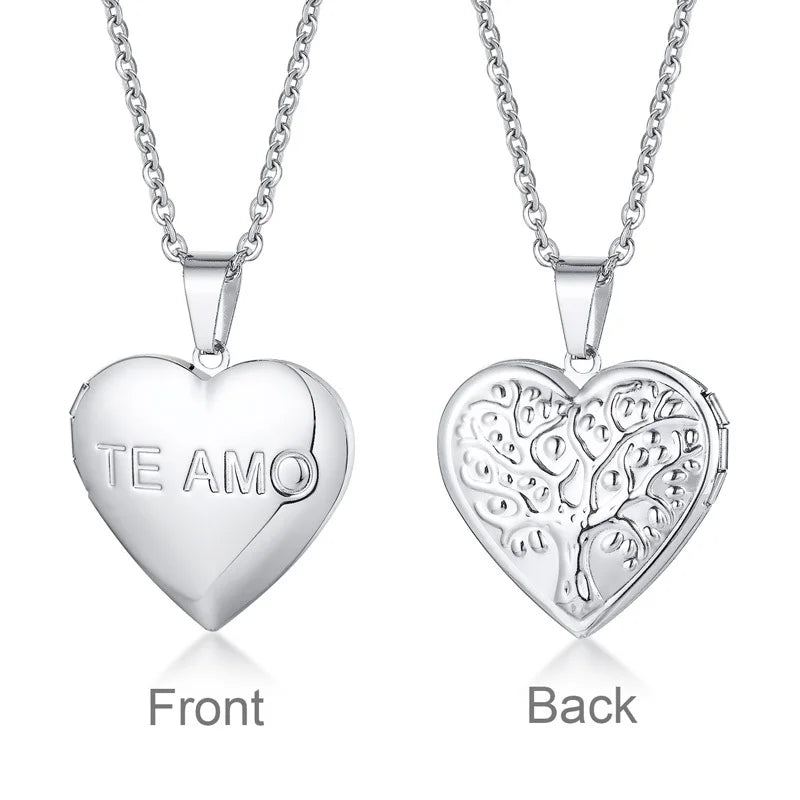 Personalized Photo Heart Locket Necklace – Custom Picture Gift Locket Pendant Necklace SPOT PN-1189S