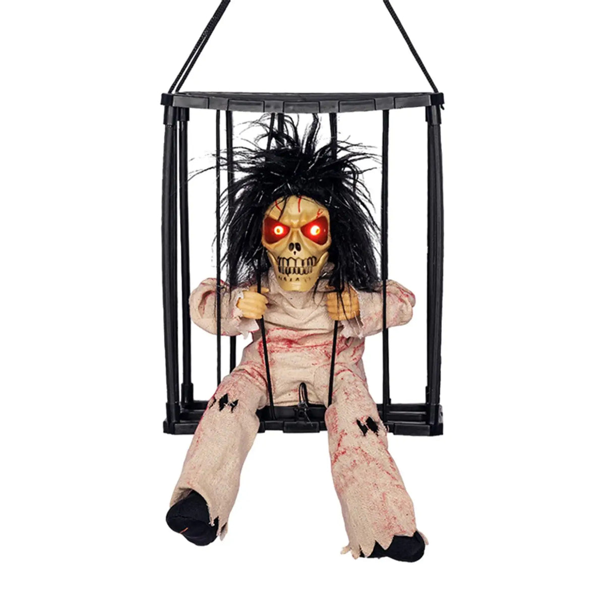 Talking Skeleton Prisoner Cage Toy – Flashing Eyes Halloween Prop Halloween Decoration SPOT