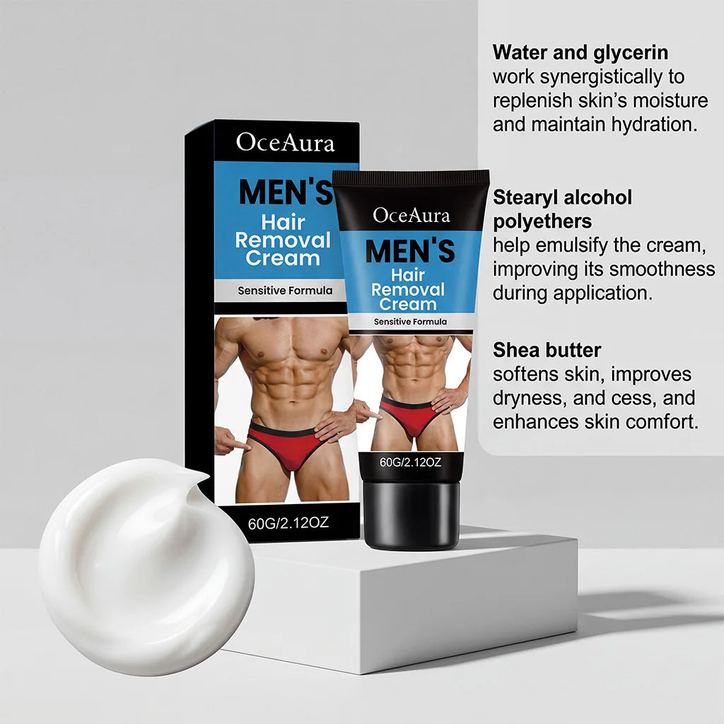 OceAura Men's Depilatory Cream – Fast Hair Removal, 60g Hair Removal Cream SPOT