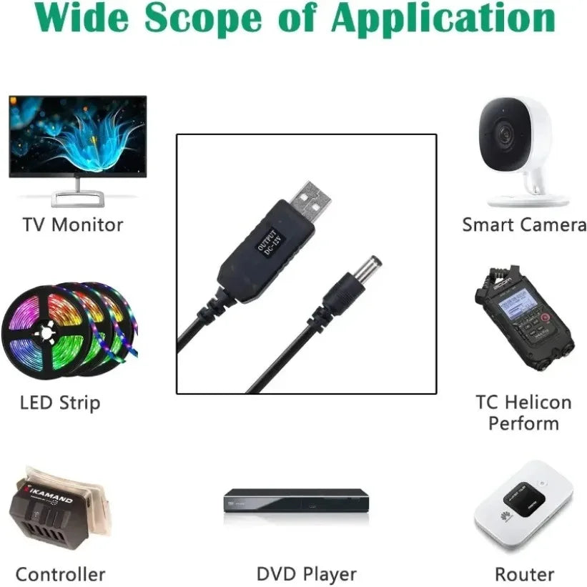 USB Boost Converter Cable 5V to 9V 12V DC Step-Up Power Cord 1M Step-Up Power Cable SPOT