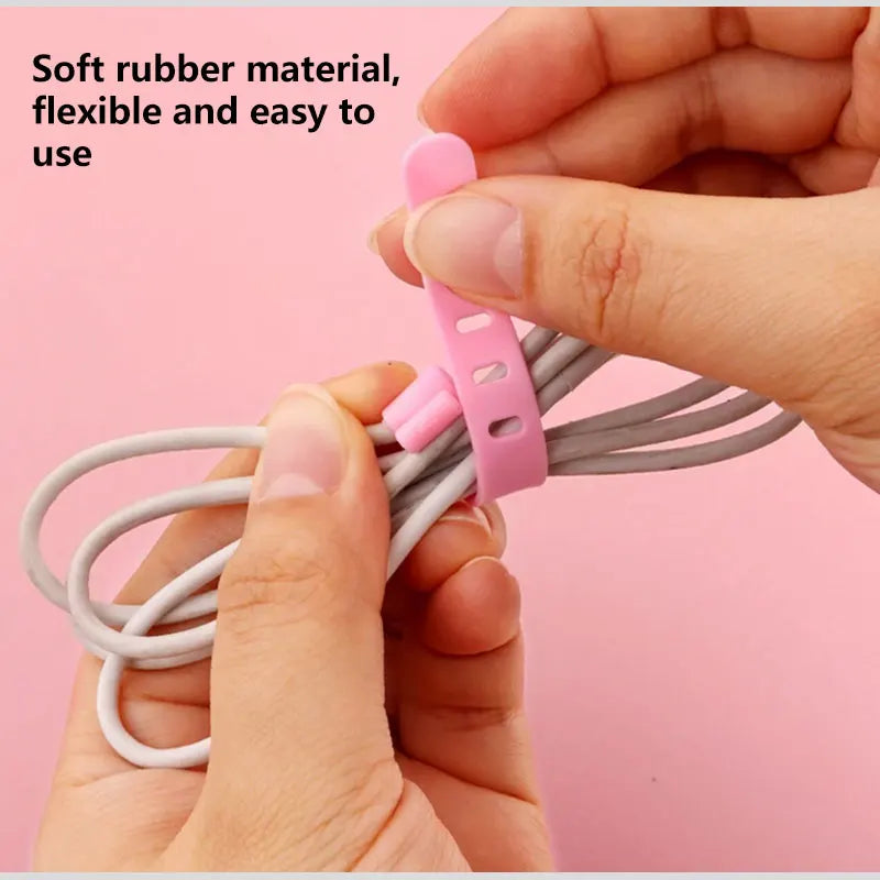 10-Pack Silicone Cable Ties – Reusable 5-Hole Cord Organizer Silicone Cable Ties SPOT