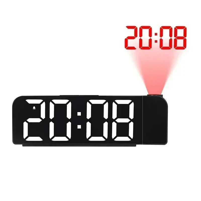 LED Projection Alarm Clock USB – Temp, Date, Night Mode Projection Alarm Clock SPOT Black-White