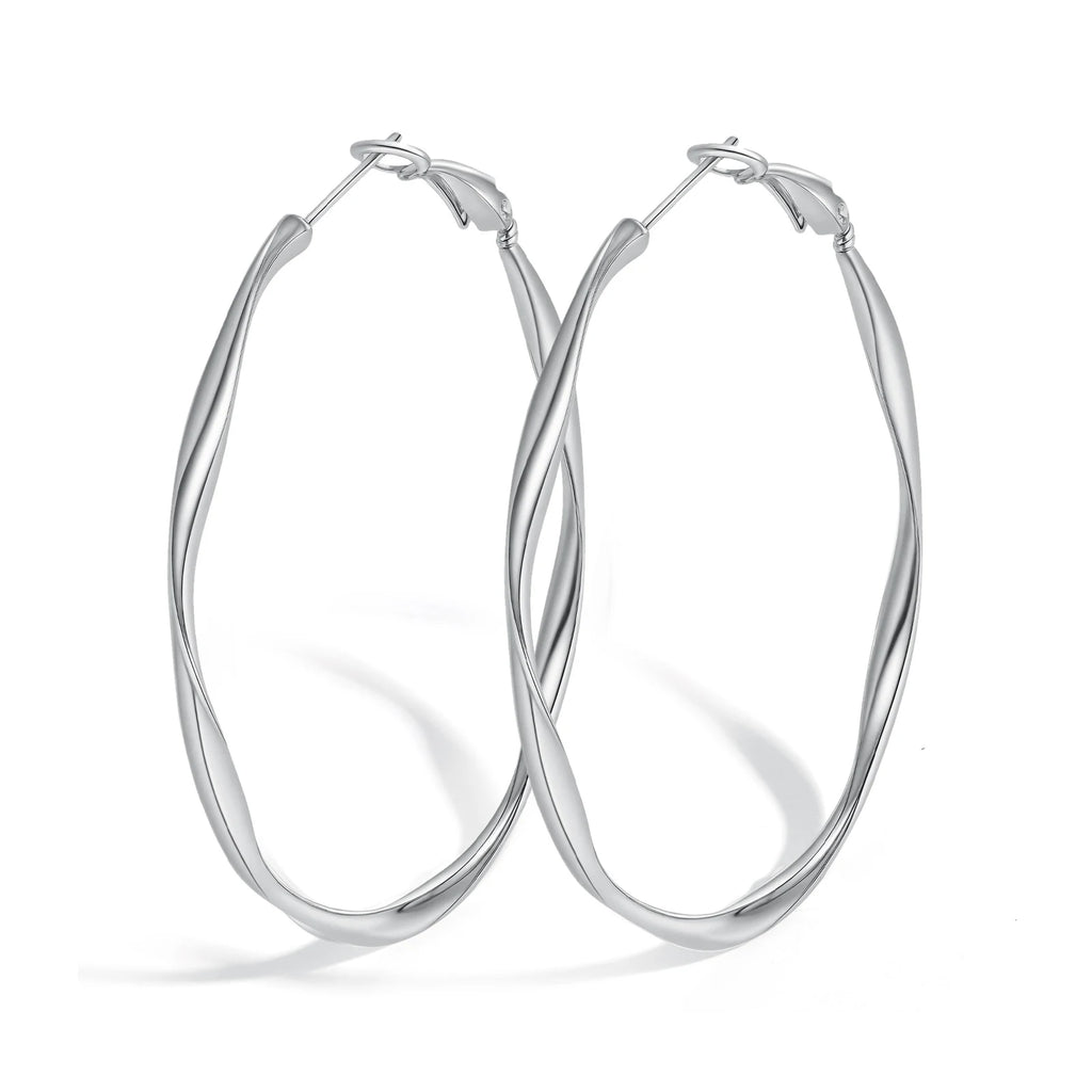 Twist Mobius Huggie Hoop Earrings – Stainless Steel, Nickel-Free Hoop Huggie Earrings SPOT EH-219S