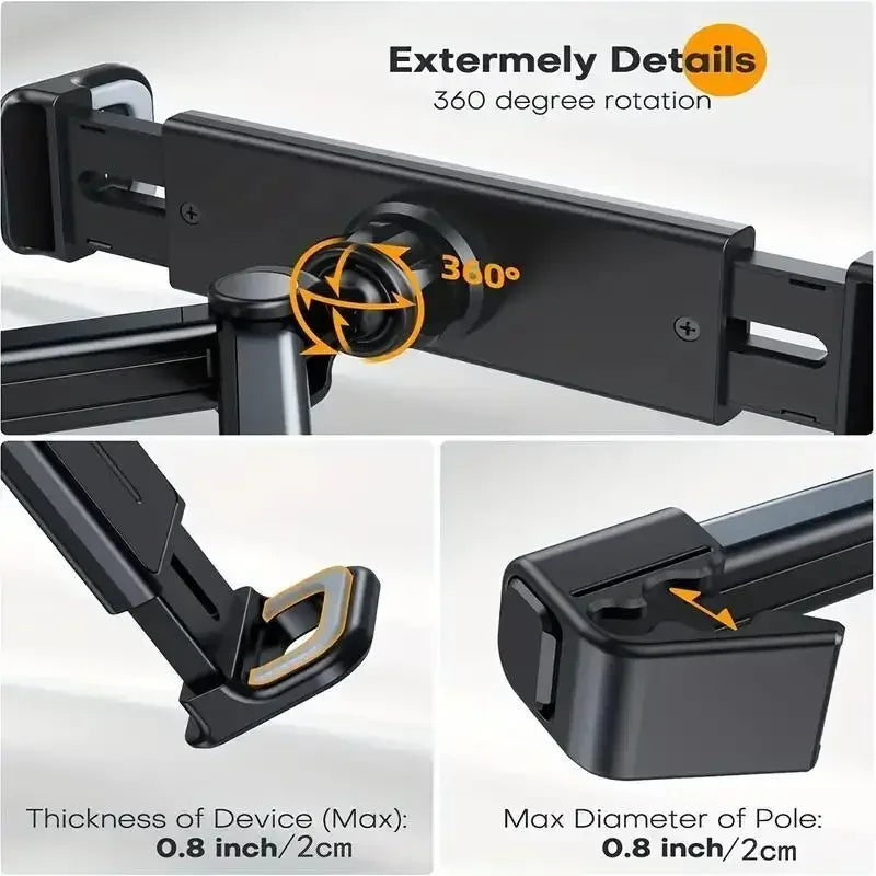 Car Headrest Tablet Mount – 360° iPad Holder for Back Seat Car Tablet Mount SPOT