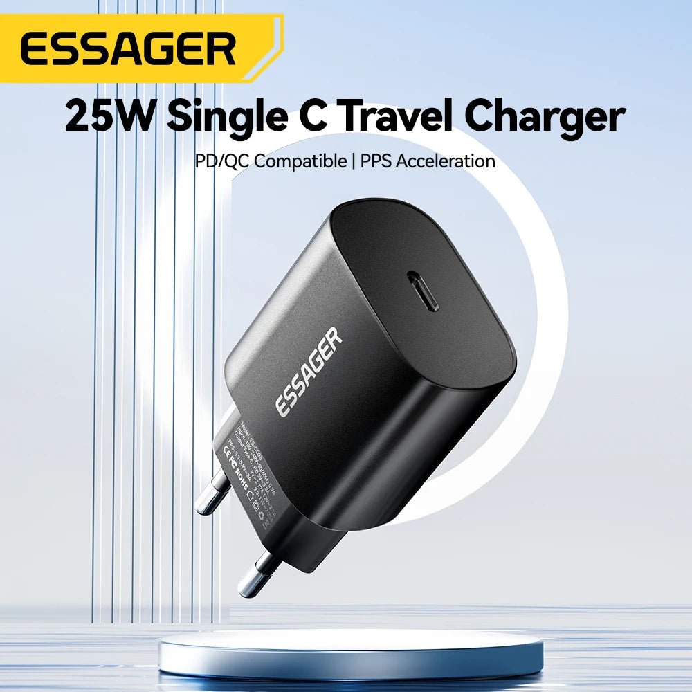 Essager 25W USB-C PD Fast Charger EU Plug – iPhone & Android USB-C Wall Charger SPOT
