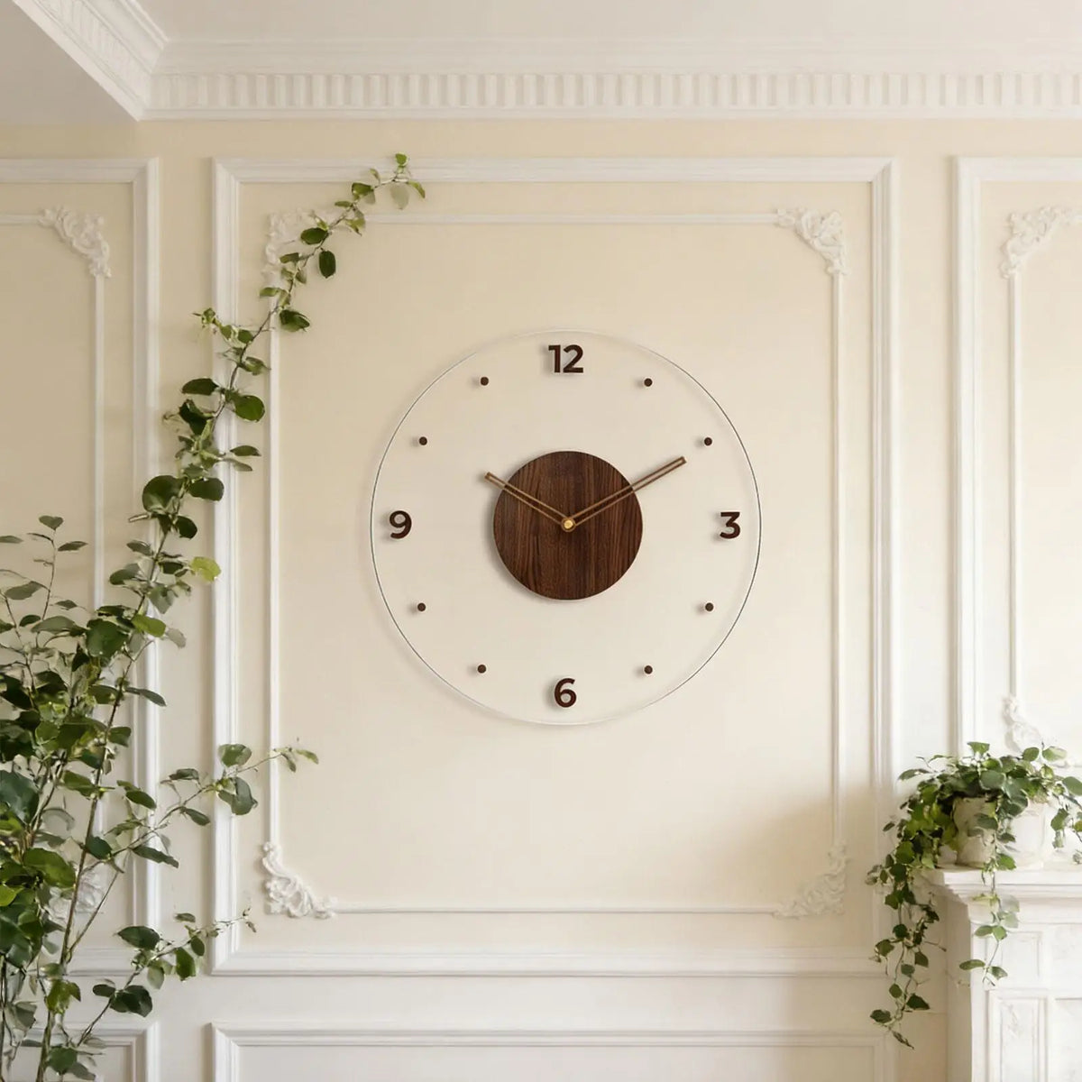 Transparent Acrylic Wall Clock – Silent & Nordic Round Design Decorative Wall Clock SPOT Dark Brown 30cm