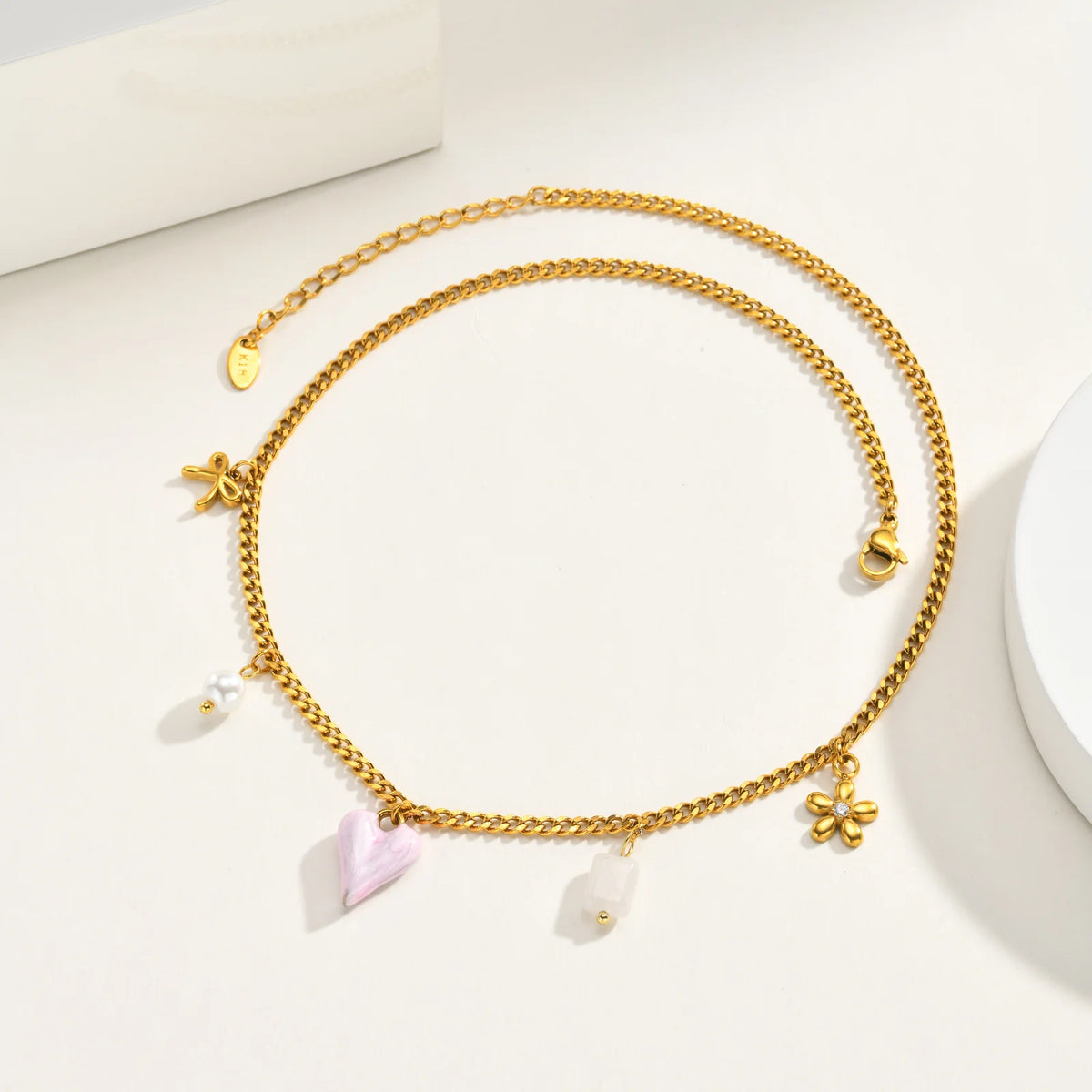 18K Gold Plated Pink Heart Pendant Necklace – Waterproof Pendant Necklace SPOT
