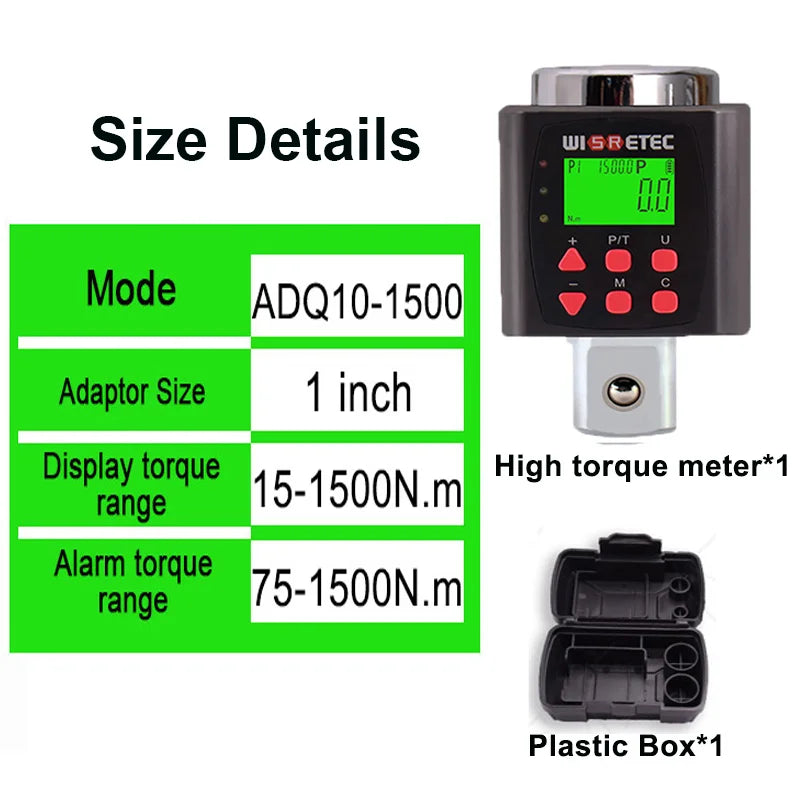WISRETEC Digital Torque Adapter 0.1–340 N.m LED & Buzzer Digital Torque Adapter SPOT Torque15.0-1500N.m