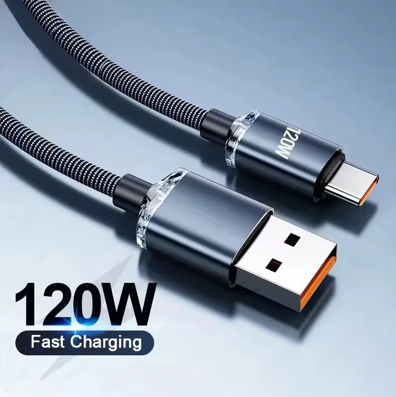 120W Fast Charging USB-C Cable – Nylon Braided, 6A USB Charging Cable SPOT