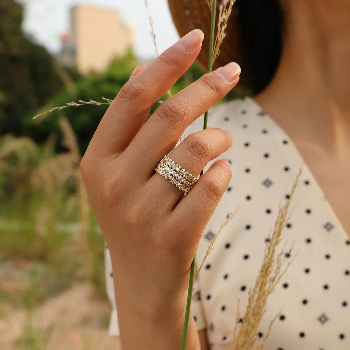Zirconia Eternity Ring – 18K Gold Plated Wedding Band | Meaeguet Eternity Band Ring SPOT