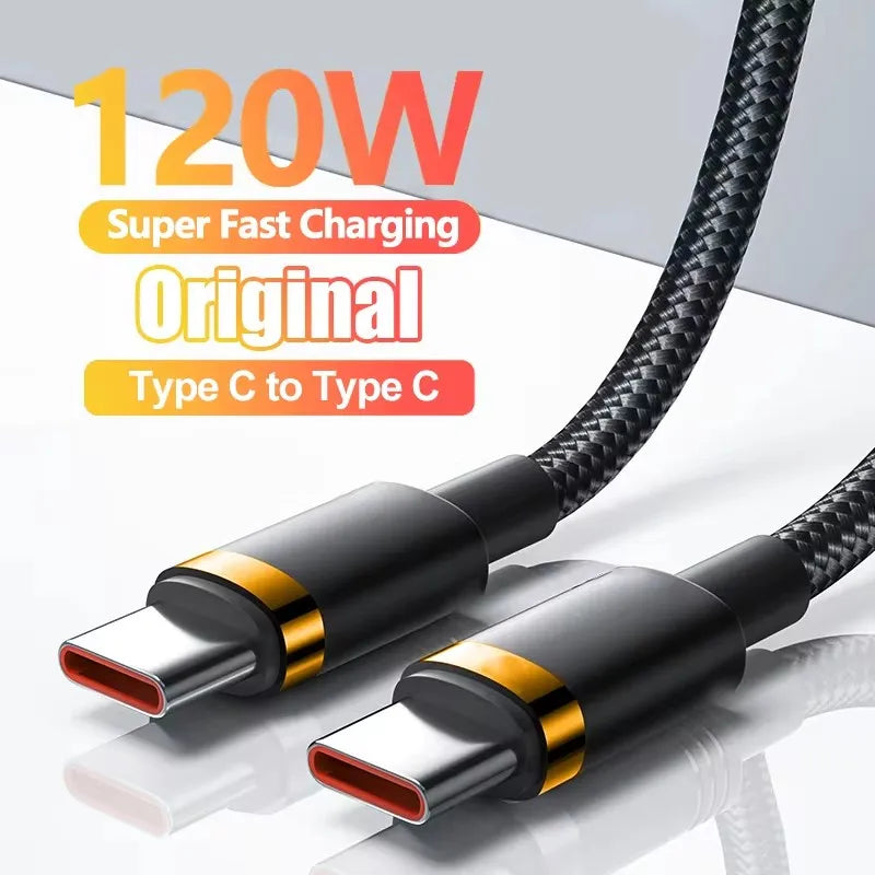 120W USB-C to USB-C Fast Charging Cable – 2M Nylon Braided USB-C Charging Cable SPOT