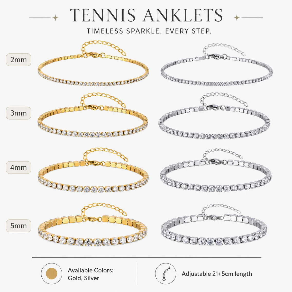 CZ Tennis Anklet – 18K Gold Plated Stainless Steel Foot Chain CZ Tennis Anklet SPOT