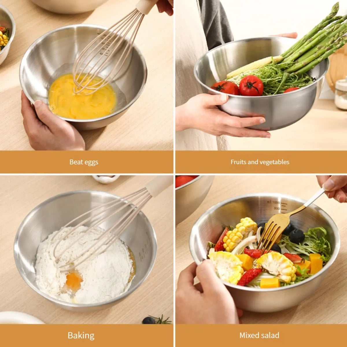 4-Piece Stainless Steel Nesting Mixing Bowl Set | Food Prep Mixing Bowl Set SPOT