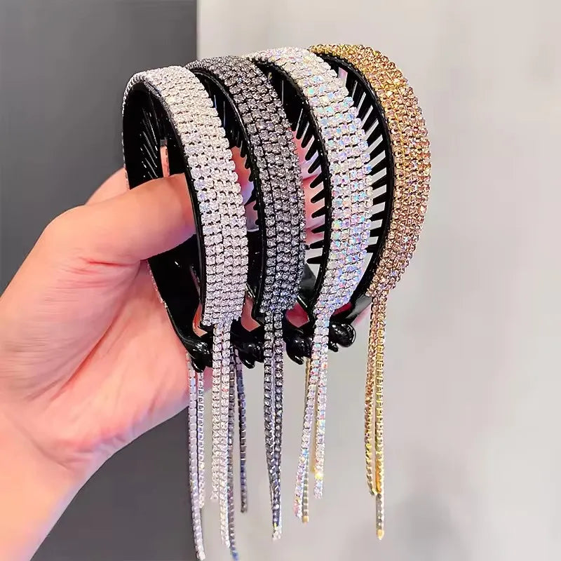 Rhinestone Tassel Hair Claw Clip & Ponytail Headband – Women Hair Claw Clip SPOT
