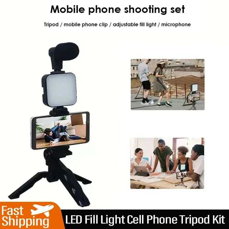 Smartphone Vlogging Kit – Tripod, Mic & LED Fill Light Vlogging Starter Kit SPOT