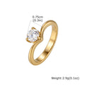 Chevron Solitaire Ring – 18K Gold Plated CZ V Band for Women Fashion Ring SPOT RC-1164G US Size 7