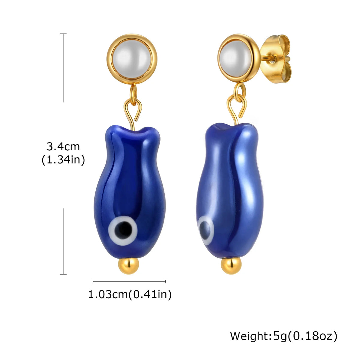 Light Blue Ceramic Conch Dangle Earrings – Waterproof Beach Jewelry Dangle Earrings SPOT ED-840G