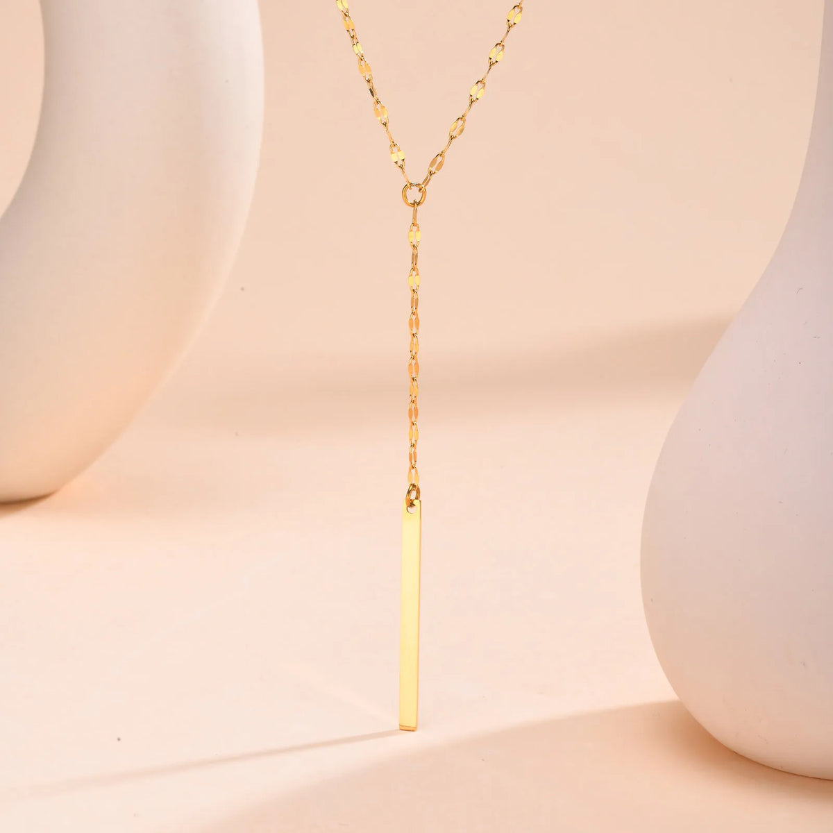 Meaeguet Y Lariat Necklace – Gold Bar Pendant, Stainless Steel Lariat Necklace SPOT