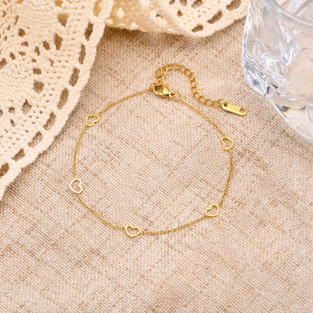 Heart Anklet Bracelet – Adjustable Gold Stainless Steel Anklet Anklet Bracelet SPOT