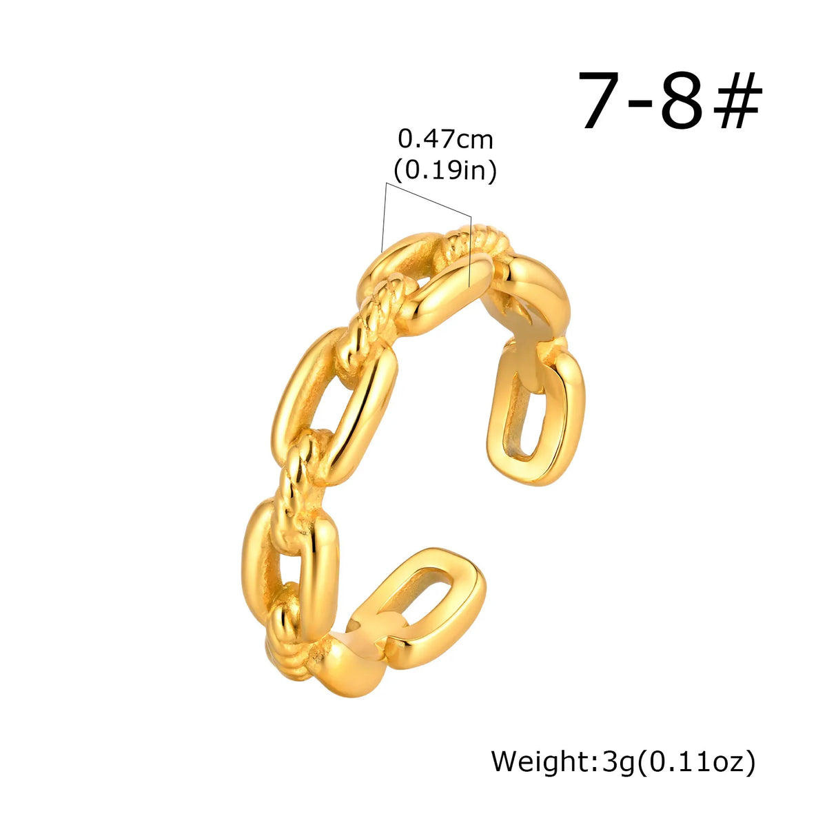 Twisted Rope Paperclip Chain Ring – 18K Gold Stainless Steel Fashion Ring SPOT RC-984G07