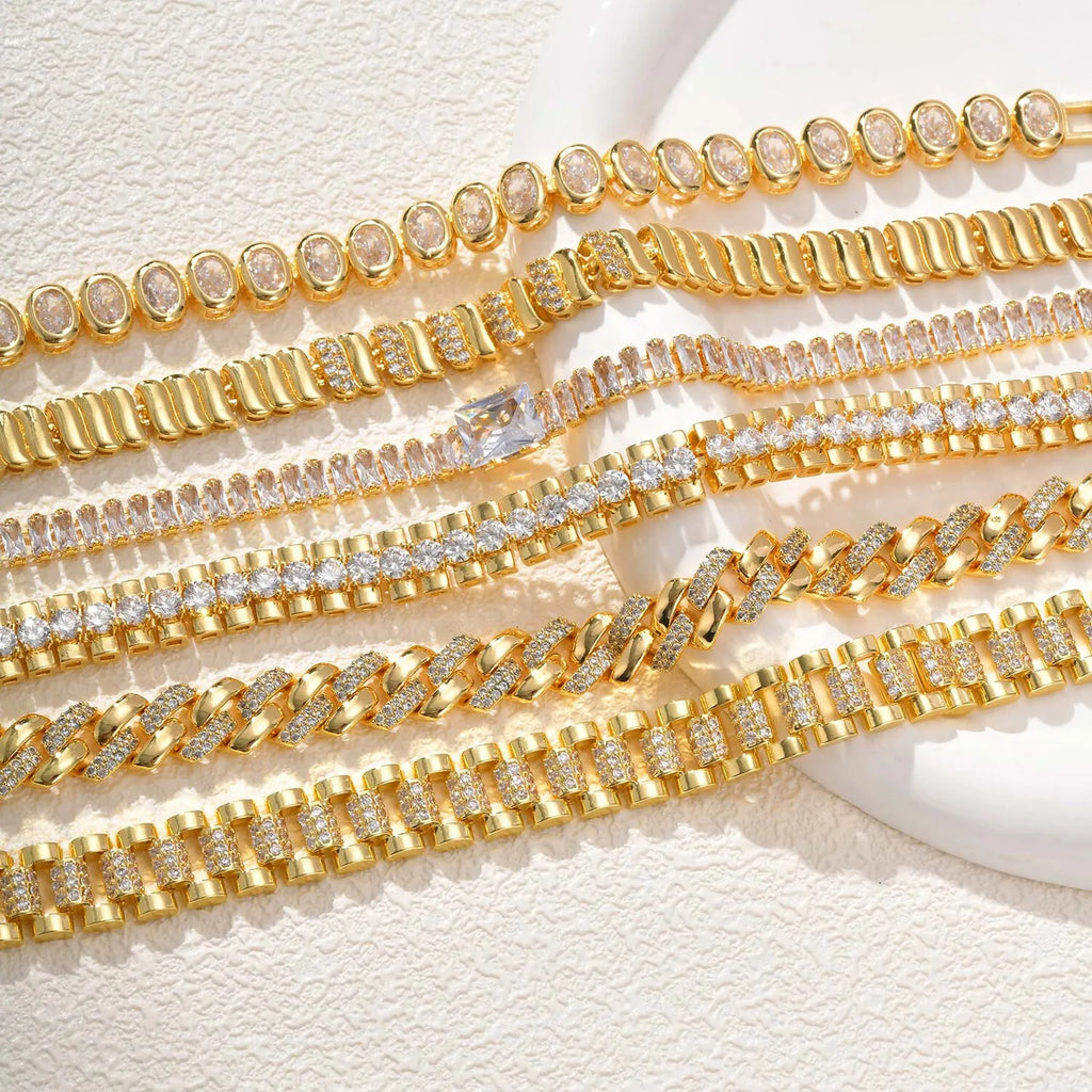 Meaeguet Heart Pavé CZ Tennis Bracelet – Gold Link Jewelry Tennis Bracelet SPOT