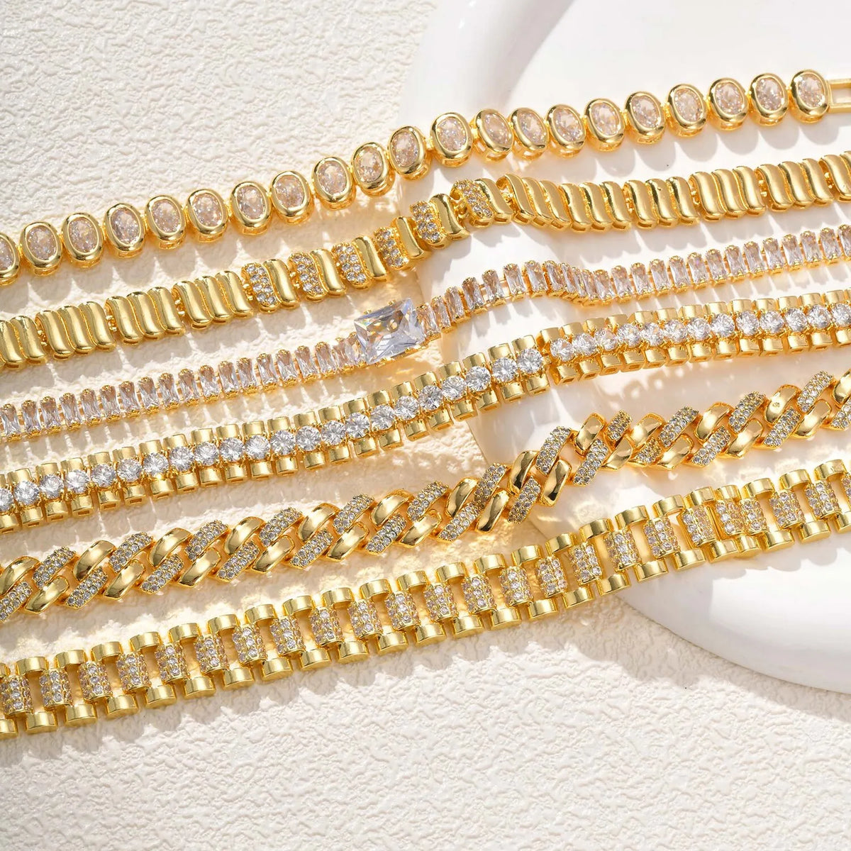 Meaeguet Heart Pavé CZ Tennis Bracelet – Gold Link Jewelry Tennis Bracelet SPOT