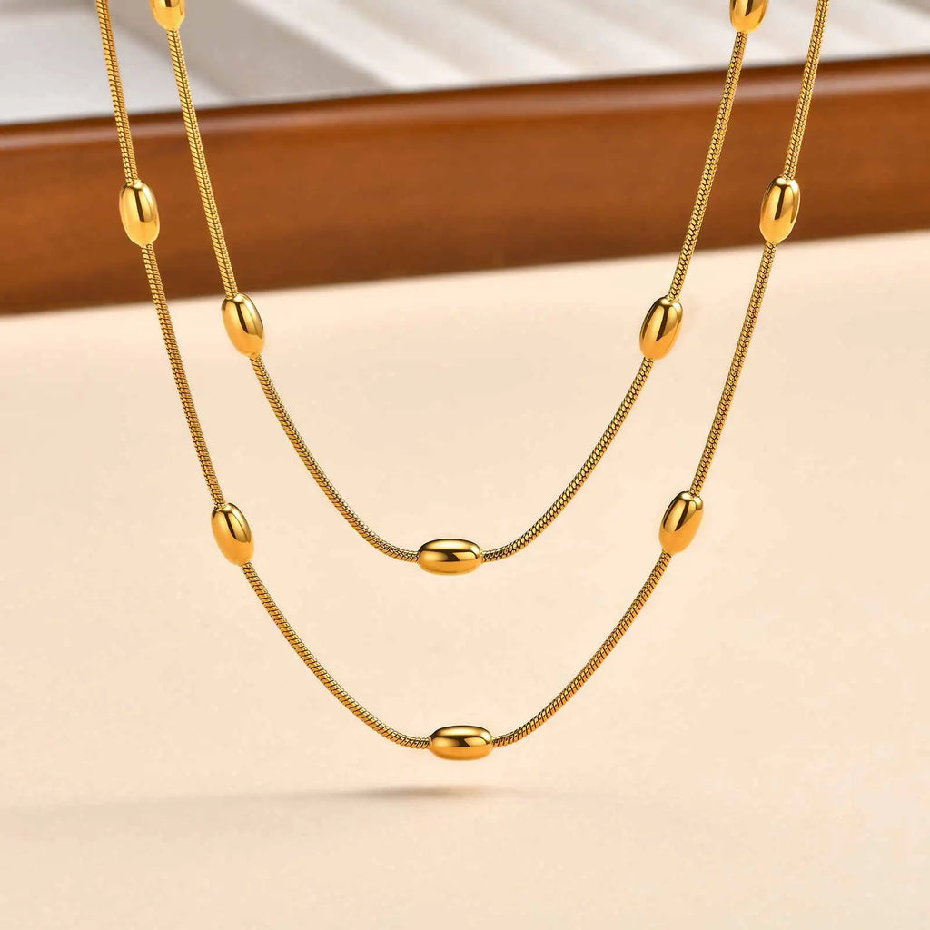 Meaeguet 47" Bead Ball Long Chain Necklace – Gold & Silver Chain Necklace SPOT