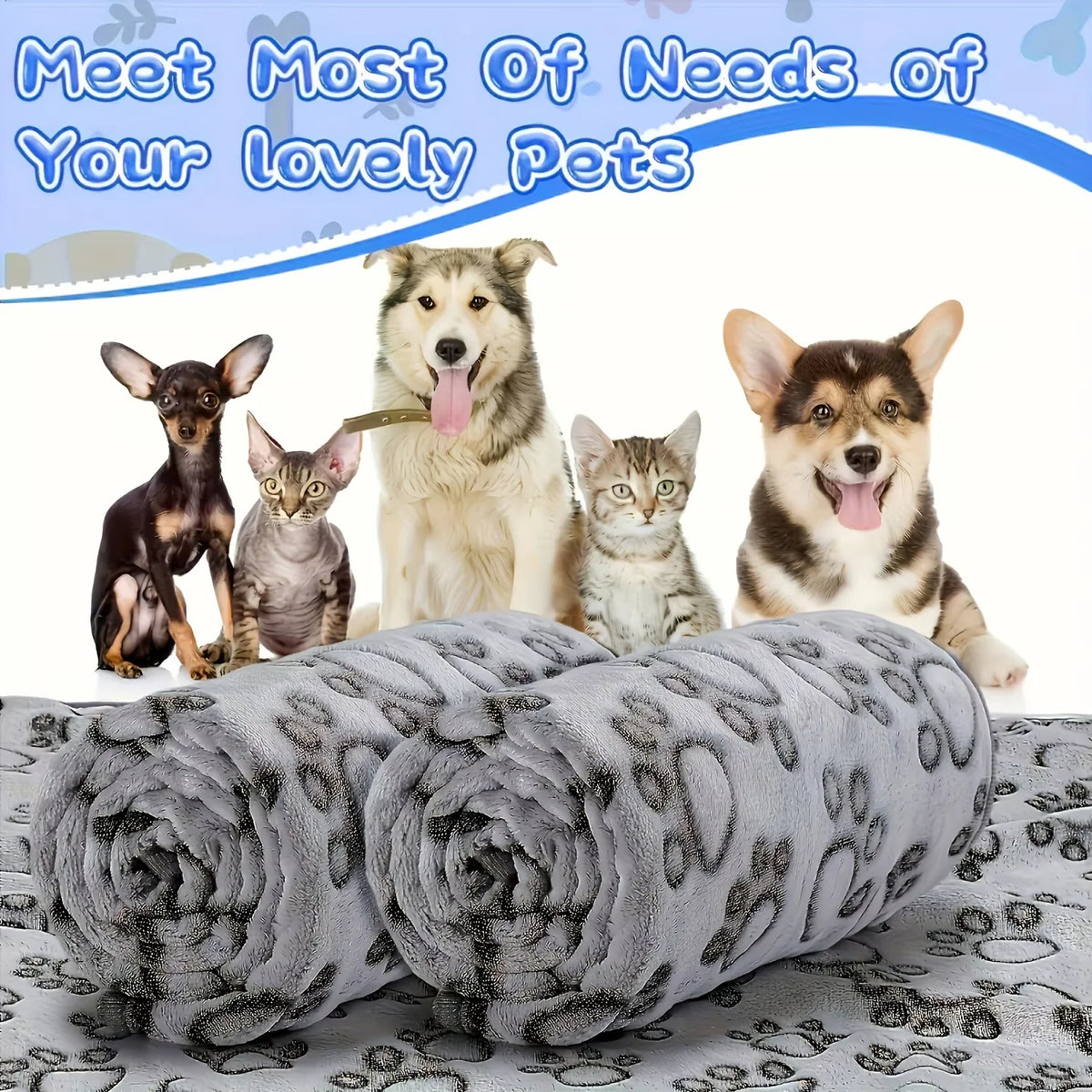 Soft Fluffy Paw Print Dog & Cat Blanket – Warm Pet Mat Pet Blanket Mat SPOT