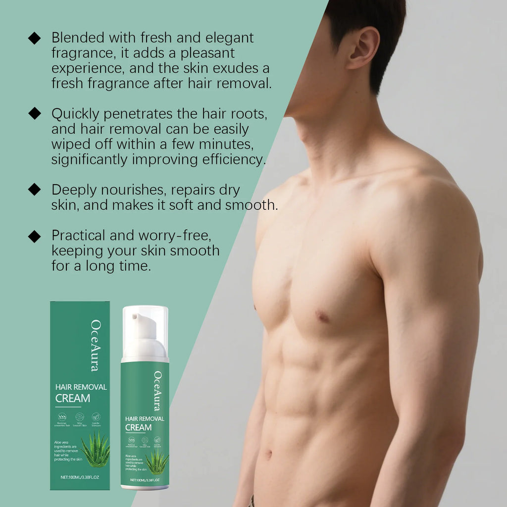 OceAura Aloe Vera Men's Hair Removal Mousse 100ml Depilatory Mousse SPOT