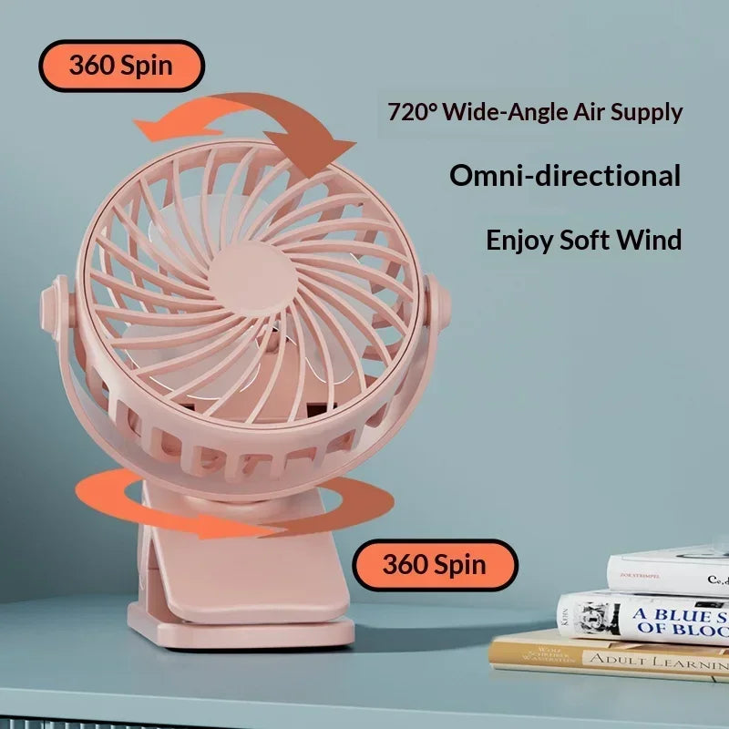 Rechargeable USB Clip Fan – 720° Rotatable, 3-Speed Portable Portable Clip Fan SPOT