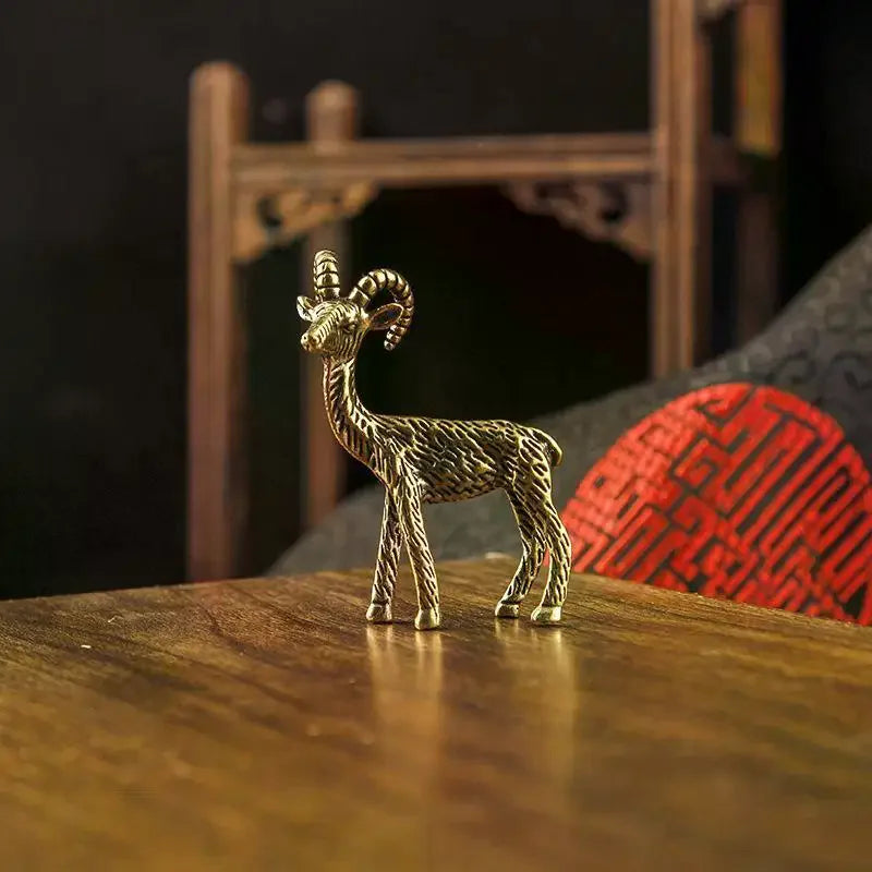 Miniature Brass Goat Figurine – Antique Zodiac Collectible Decorative Figurine SPOT
