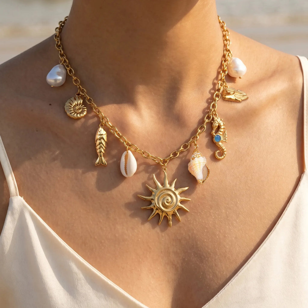 Ocean Charm Pendant Necklace – Gold PVD Stainless Steel Pendant Necklace SPOT Default Title