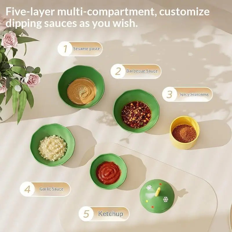 Christmas Tree Stackable Ceramic Dipping Dish Set – 5 Tier Ceramic Dipping Dish Set SPOT