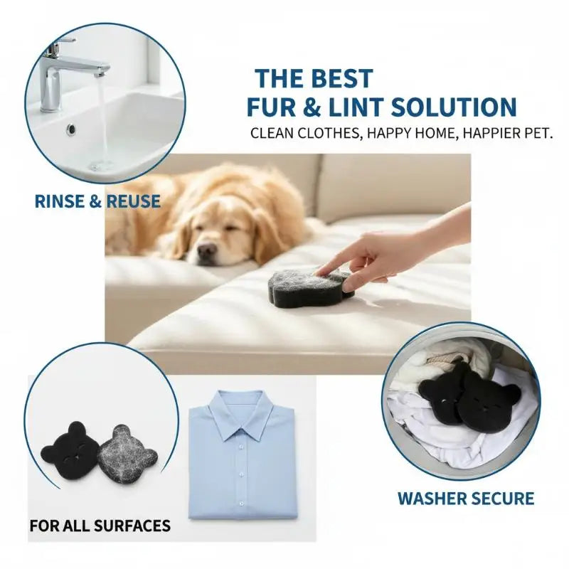 8-Pack Bear Laundry Lint Remover Sponge – Pet Hair Catcher Laundry Lint Remover SPOT