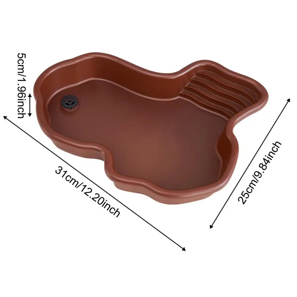 Reptile Feeding Dish & Bathing Pool with Ramp & Basking Terrace Reptile Bathing Dish SPOT With drainage