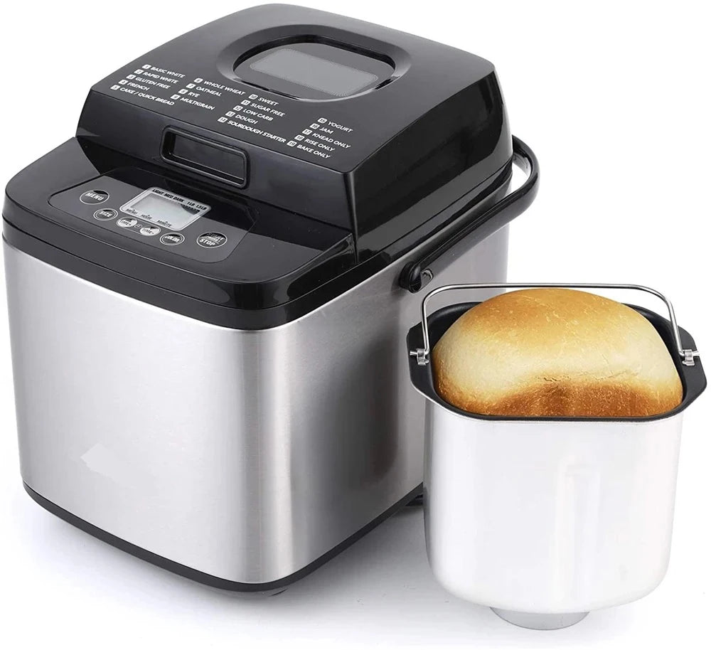 Stainless Steel Bread Maker – 19 Programs, LED Display, 1.5lb Automatic Bread Maker SPOT