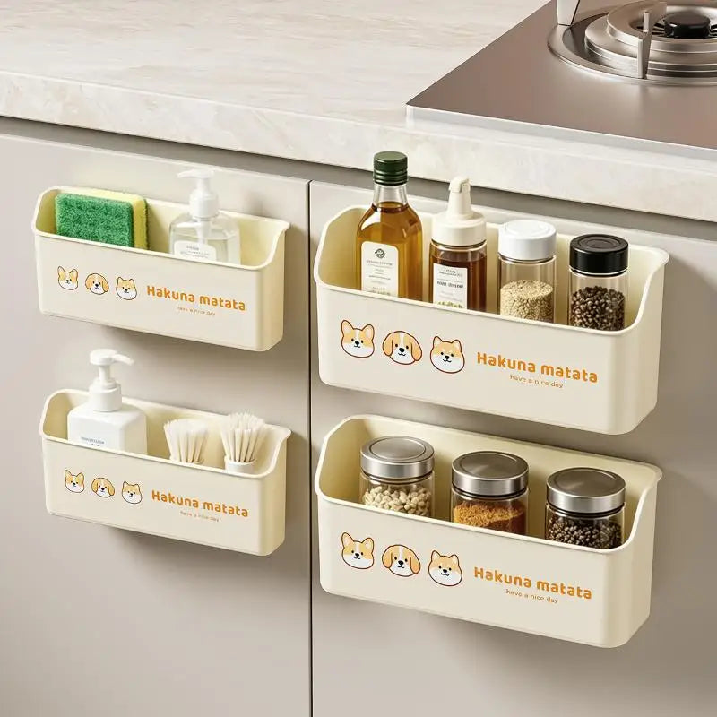 Wall-Mounted Adhesive Storage Basket – Waterproof PP Organizer Wall Storage Basket SPOT