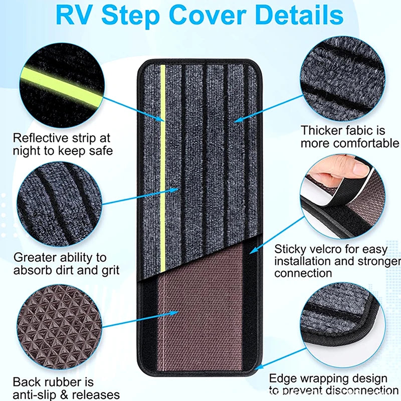 Campervan Door Step Mat – Non-Slip Carpet & Reflective Strip Vehicle Step Mat SPOT